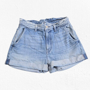 7FAM Light Wash High Waisted Paperbag 7 for all mankind Denim Shorts Size 29
